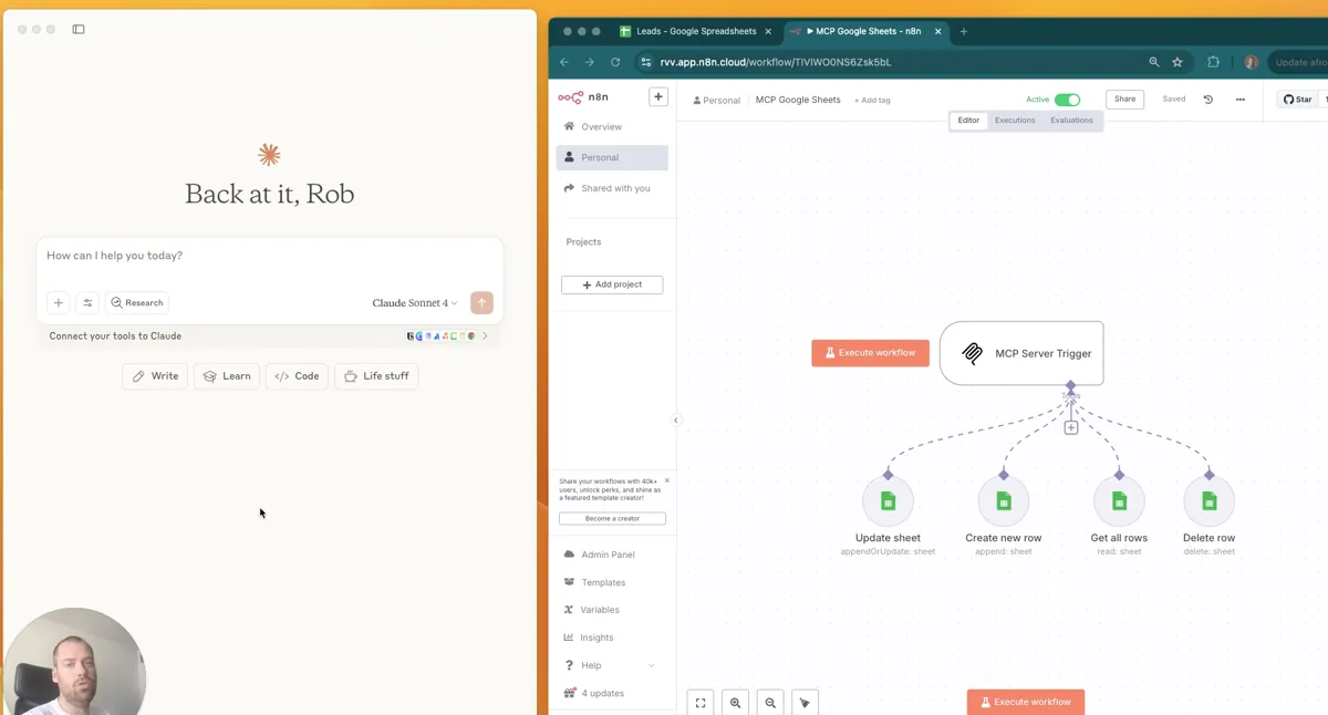 Preview of n8n Sheets Agent